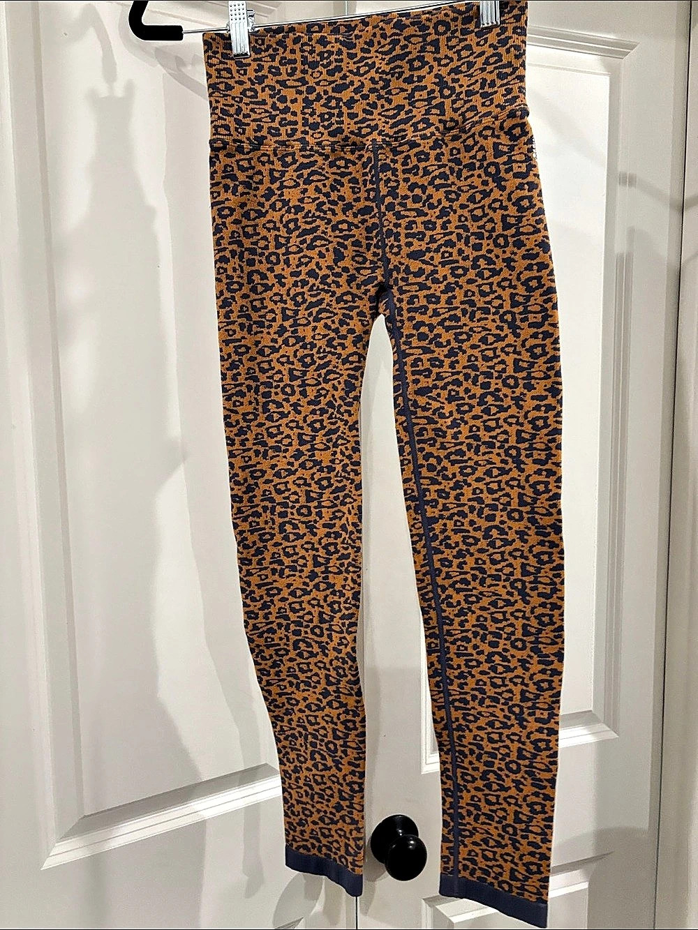 Free People FP Movement Good Karma Leopard Leggings Orange & Blue